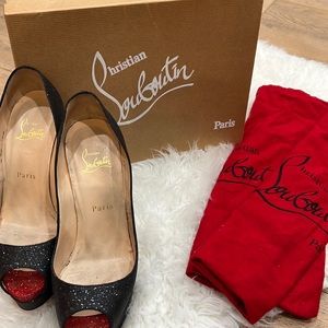 Christian Louboutin Lady peep 150 glitter. Original box and dust bag.
